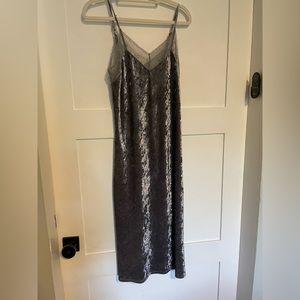 Crushed Velvet Grey Dress